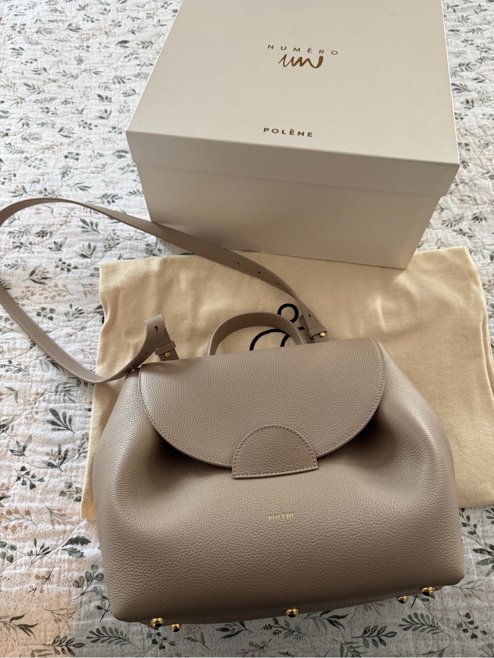 Polene Numero Un Bag Textured Taupe (Larger Size)